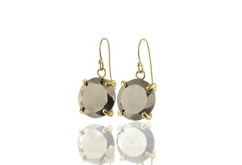 Boucles d'Oreilles en Cristal de Bohème et Pyrite avec Boîte Cadeau