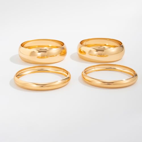 3Pcs Chunky Gold Bracelets for Women Wide Irregular Acrylic Resin Bangle Acrylic Gold Wide Bangle Bracelets Set Punk Jewelry4