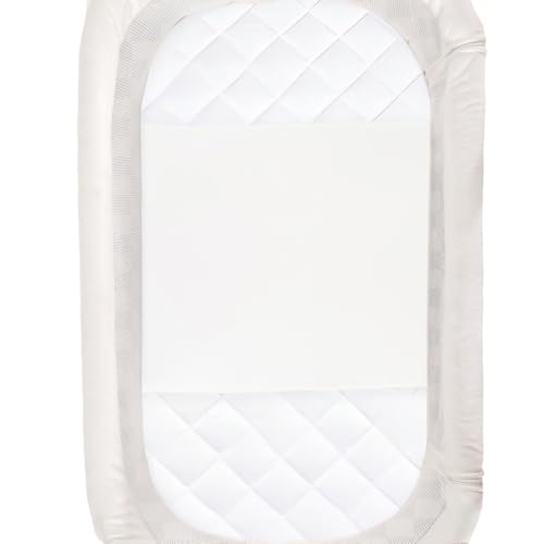 Image of PROMEED 100% Mulberry Silk Bassinet Sleeve for Baby Bald Spots, Preminium 23 Momme Silk Bassinet Half Sheet for Baby Hair Loss (White)