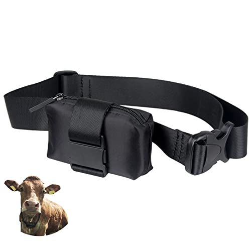 LENIAR Sac De Tracker pour Grands Animaux, Poche pour Traceur GPS avec Sangle à Boucle Réglable, pour Chevaux Moutons Boeufs, Imperméable, Oxford Noir 11,5x6,5x4cm