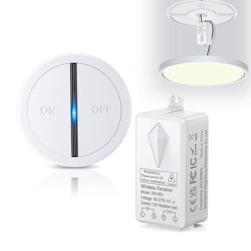 HapytHDA Kit de interruptor de iluminación inalámbrica, exterior 1700 pies interior 330 pies IP66 interruptor de iluminación impermeable de pared con receptor fácil de instalar para luces led de 1000w