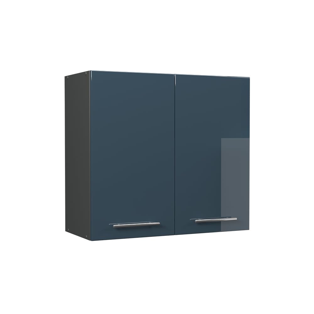 Vicco Wall cabinet Fame-Line, Dark blue high gloss/Anthracite, 80 cm