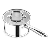 P&P CHEF 3 Quart Saucepan with Lid Set, Stainless Steel Small Cooking Pot Induction Sauce Pan for Pasta Soup, Ergonomic Handle & Tri-ply Base, Dishwasher Safe, 1 Pan