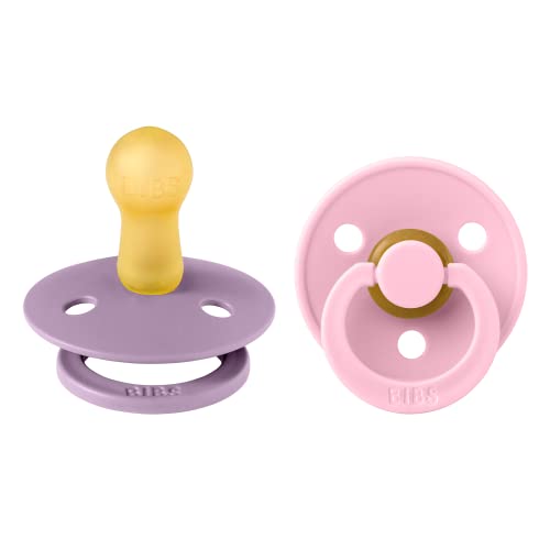 Image of BIBS Baby Pacifiers | BPA-Free Natural Rubber Pacifier | Made in Denmark | Set of 2 Soothers (Dusty Lavender/Baby Pink, 6-18 Months)