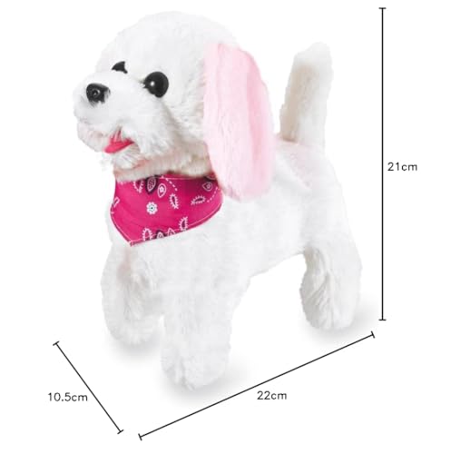 Jamara 460341 - RC Plush Dog white/pink 27MHz - Soft fur, Moves the snout, Moves the head, Wag his tail, White, Pink, 42.52 inches - Image 4