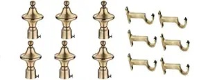 Taj Stainless Steel and Alloy 6 Pieces Curtain finials/Curtain Accessories/Curtain Brackets/Curtain Fitting Along with 6 Pieces Centre Support-3 Pair Curtain Brackets