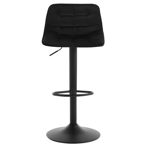 WOLTU 2er-Set Barhocker Küchenstuhl Barstuhl mit Rückenlehne und Einstellgriff, höhenverstellbar & 360° drehbar, Tresenhocker Bar Hocker aus hochwertigem Samt und Metall, Schwarz
