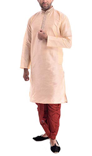 Kurta de seda bordada para hombre conjunto de ropa tradicional con dhoti indio