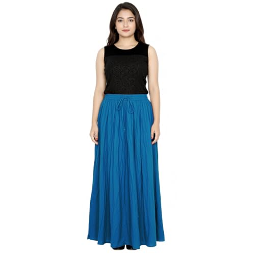 Image of Sttoffa Women Solid Color Maxi Plain Cotton Full Length White Skirt 40 inch Long Cotton Long Skirt