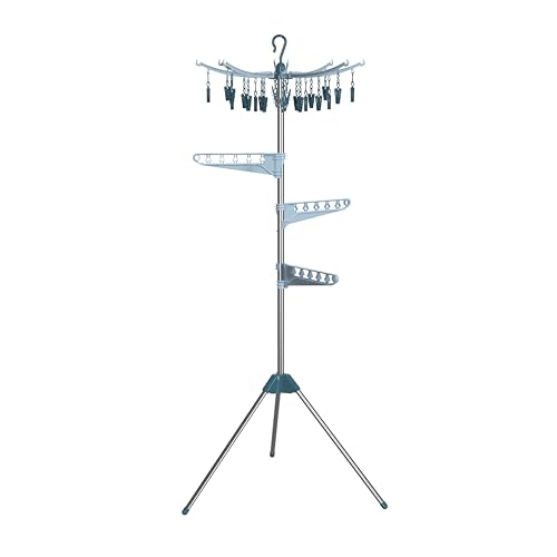 Hyfive Clothes Airer Drying Rack Hanging Peg Clip On Airer Laundry Rail Hanger Dryer Stand Compact Foldable - Image 3