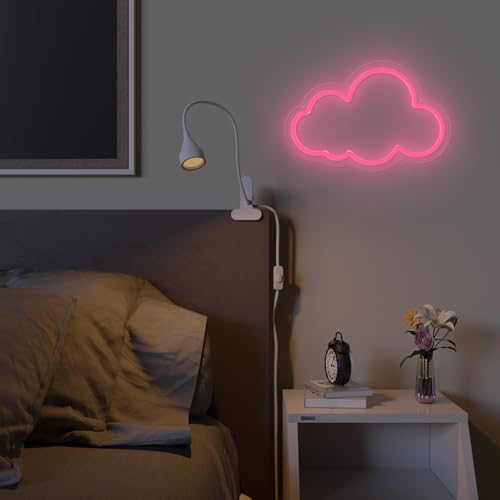 Image of Cloud Neon Sign Cute White Clouds LED Light Sign for Wall,Dimmable USB Floating Clouds Light Up Sign for Living Room Kid Bedroom Nursery Birthday Christmas Wedding Party decor (Pink)