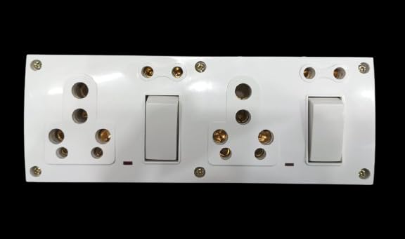 Polycarbonate 16A Universal Switch Socket Box with LED Indicator | Heavy-Duty Dual 16A Socket Combo (240V) | 1-Way On/Off | Shockproof, Heat-Resistant...