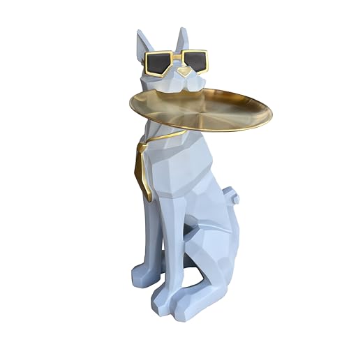 Emppgs Modern Geometric Dog Side Table – Gray Resin Sculpture