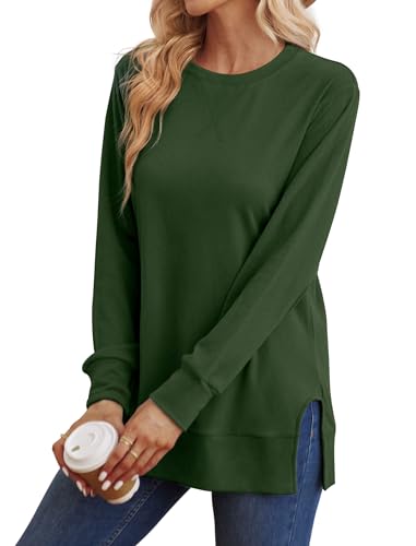 Saloooge Sweatshirt for Women Side Split Long Sleeve Tops Shirts S — view 2