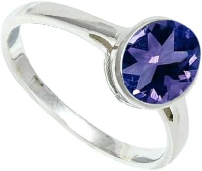 SILVERNROCK Tanzanite Lab Grown Gemstone Silver plated Meditation Ring Handmade 