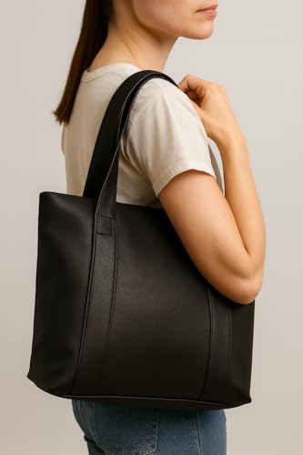 Image of Women's Brown Leather Tote Bag for Office | Laptop Handbag with 11 Inch Compartment, Multiple Pockets & Zipper | Large Capacity Work Shoulder Bag for Daily Use & Travel | quality material