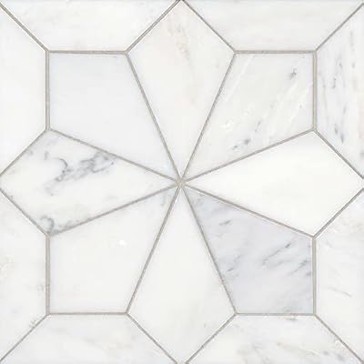 Bedrosians Blomma Honed Marble Mosaic Tile 12'' x 12'', Bianco (10-Pack, 9.81 SF), White