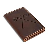 Personalized Leather Golf Scorecard & Yardage Book Holder, Personalized Golf Gift, Yardage Book Holder, Gifts for Dad, Gifts for Golfers (Brown（1）)