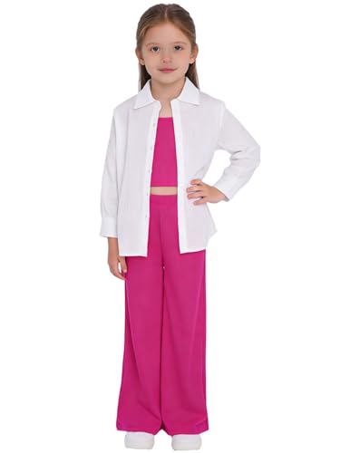 Ensemble été enfant fille 3 pièces fluide avec pantalon large décontracté pour 7-12 ans