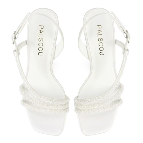 Pearl Heels Wedding Shoes for Bride Open Toe Bridal Shoes Strappy Heeled Sandals for Women2