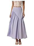 Milumia Women's Striped Print Layered Long Skirt Ruffle Flowy A Line Maxi Skirts Blue Medium
