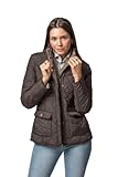 British Cotton Husky Sofia Chaqueta Acolchada Mujer, Marrón, Estilo Husky con Coderas y Detalles Moleskin, Cierre Cremallera y Broches, Forro Polar (FR/ES, Letras, XL, Regular, Regular)