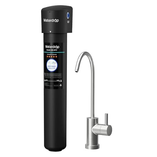 Waterdrop 17UB 3 Years Under Sink Water Filter, Under Sink Water Filtration System, NSF/ANSI 42 Certified, Reduces PFAS, PFOA/PFOS, Lead, Under Sink Water Filter with Faucet, 24K Gallons Bla