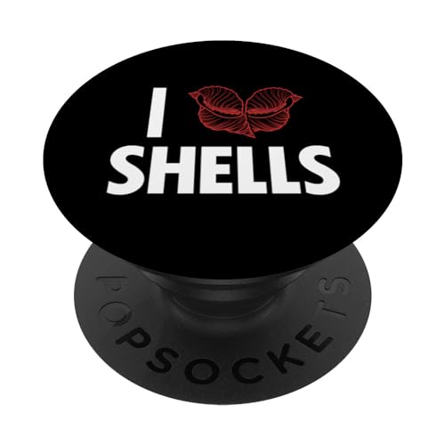 I love Shells Shell Shelling Bag Hunter Seashell Collecting PopSockets Swappable PopGrip, Black