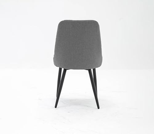 Image of Finch Fox Morris Glam Comfortable Fabric Upholstered Padded Living Room Side Dining Chair for Cafeteria Bedroom, Restaurents, Home, Office with Black Metal Legs in Dark Grey Color (Set of 4)