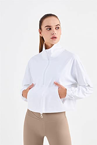 Altiland Half Zip Pullover Cropped Jackets For Women Long Sleeve Workout Athletic Running Yoga Shirts thumb #3