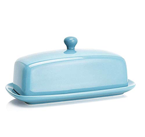 Sweese 307.102 Porcelain Butter Dish with Lid, Perfect for East West Coast Butter