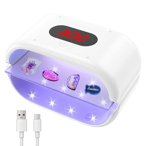Polegas Two-Sided UV Resin Lamp, UV Lamp for Resin Curing with LED Display Screen(Time Setting 2M,3M,5M), Large UV Lamp for Resin Curing, Jewelry Making, DIY Craft, Gel Nail Curing