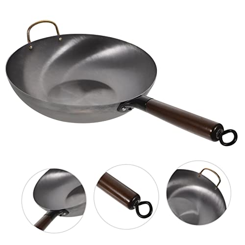Wok plano de hierro PRETYZOOM con diseño antiadherente miniatura 2