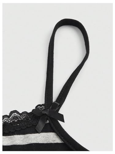 SOLY HUX Women's Y2k Lace Striped Cami Crop Tops Spaghetti Strap Cat Embroidery Camisole4