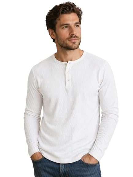 Image of FN3 Men's Premium Waffle Knit Henley Tshirt for Men