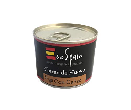 Clara de huevo con cacao - 128 gr. Alimentación Fitness. Listo para consumir. Sin azúcar ni grasa. 14,8 gr. de proteína natural por lata. Sin gluten ni lactosa