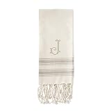 Mud Pie J Initial Turkish Towel, Ivory, one Size