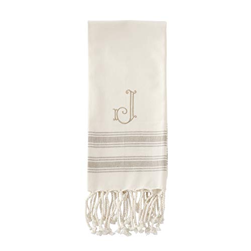 Mud Pie J Initial Turkish Towel, Ivory, One Size #TOP15