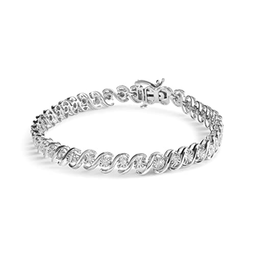 Haus of Brilliance .925 Sterling Silver 1/4 Cttw Miracle Set Diamond and Beaded 7.25" Tennis Bracelet (I-J Color, I2-I3 Clarity)