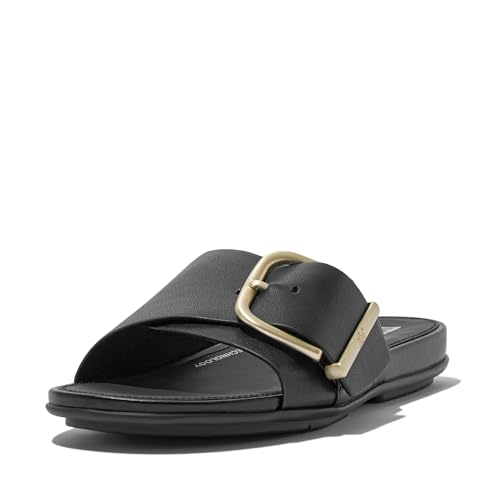 Image of FitFlop Gracie Maxi-Buckle Leather Slides