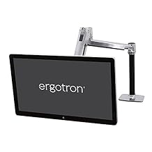 Ergotron LX HD Sit-Stand Single Monitor Arm, VESA Desk Mount for Monitors Up to 49 Inches, 14 to 30 lbs Polished Aluminum