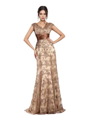 Mermaid Luxury Evening Dress V Neck Sleeveless Floor-Length Lace Mother of The Bride Dress Formal Dresses 2025 Champagne