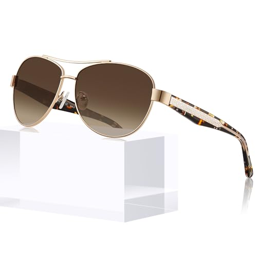 CARFIA Acetate Metal Sunglasses for Women Polarized UV Protection Trendy Fashion Style CA2305