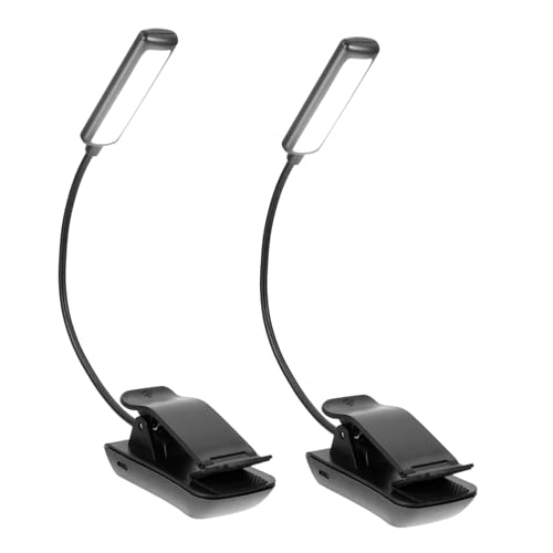 NUOBESTY 2Sets Rechargeable LED Reading Book Lights Multi Function Clip Music Score Lamps for Bedside Use Eye Protection with Brightness Levels Present