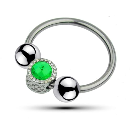 Stainless Steel Endurance Training Rings with Adjustable Beads for Men Exquisite and Beautiful 5 Models-USZF55 (Green 28mm)