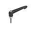 Kipp 06611-2101X40 Fiberglass Reinforced Plastic/Steel Adjustable Handle, M10 External Thread, Novo?Grip Style, Stainless Steel Components, Metric, 40 mm Screw Length, Size 2, Anthracite Grey Color
