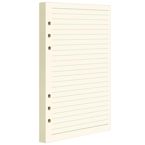 FANDAMEI 45 Sheets Refills Ruled Lined Paper for A5 6 Hole Binder - 8.3 x 5.6 Inch Loose-Leaf Refillable Planner Inserts Note Paper, A5 Lined Paper Refill for Class Meeting Records(8 mm Ruled)