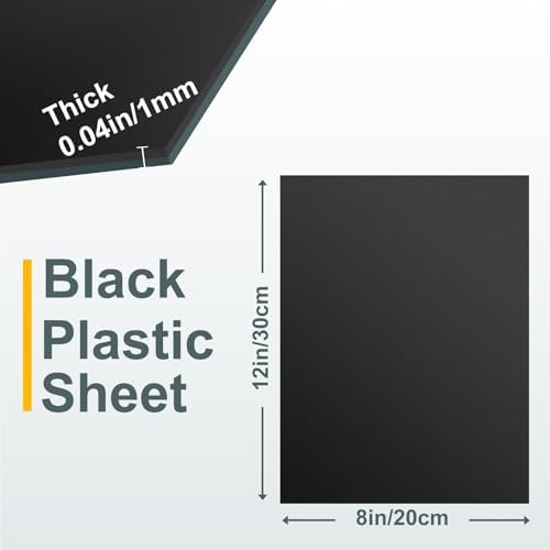 6 Pack Black Plastic Sheets 8 x 12"x 0.04" Flexible High Tensile Plastic Sheets,Abs Plastic Sheet Hard Plastic Sheet Black Plastic Panel for DIY Materials Handicrafts Home Decoration