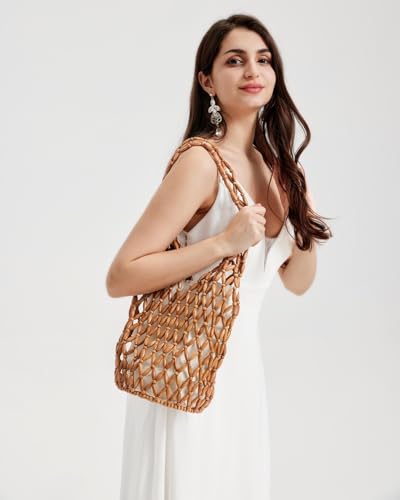 Bolso de mano de madera retro para mujer miniatura 2