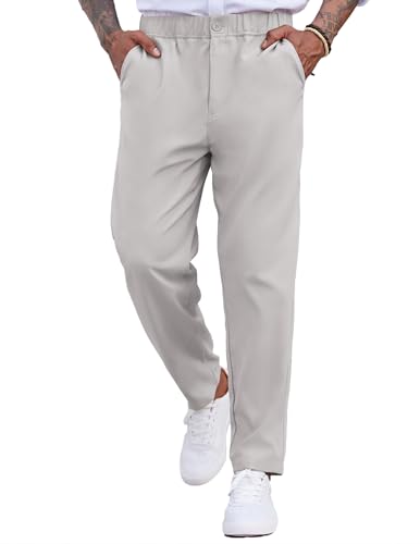 COOFANDY Men's Casual Pants Relaxed Fit Flat Front Expandable Waist Chino Slack Trousers